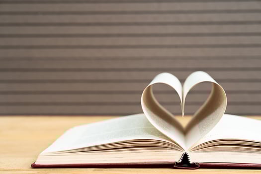 Pages of book curved  heart shape photo