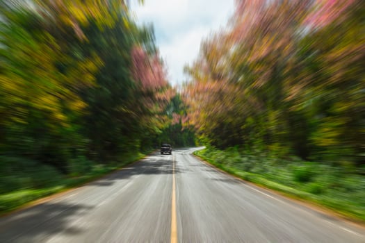Country asphalt road in motion blur. photo
