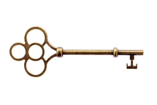 Close up Key vintage on isolated white with clipping path. photo