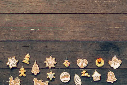 christmas decoration on wood background with copyspace. photo