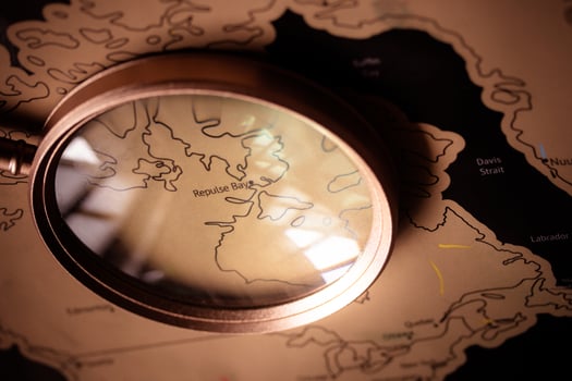 USA on display screen through magnifying glass. photo