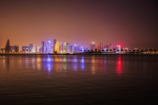 Doha City skyline at night Qatar photo