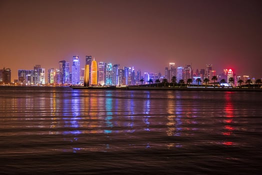 Epic view of Doha skyline at night photo