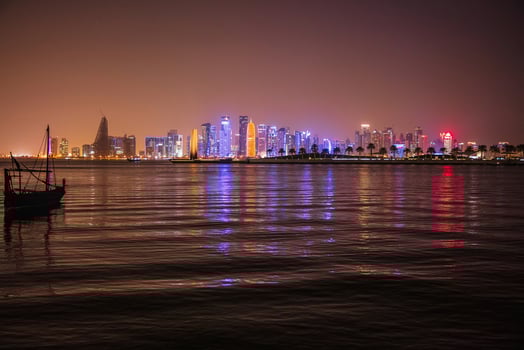 Epic view of Doha skyline at night photo
