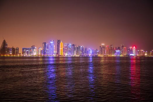 View of Doha skyline at night photo