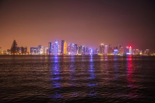 View of Doha skyline at night photo