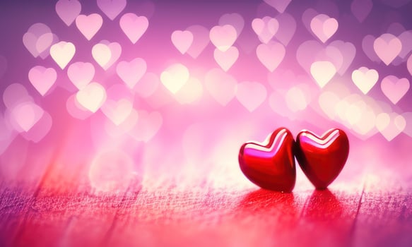 Red Heart shapes for valentines day background photo