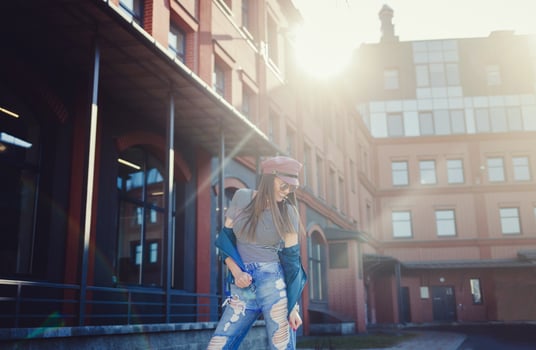 Fashion woman with long hair smiling photo