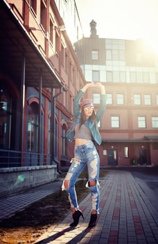 Fashion model girl full length portrait photo