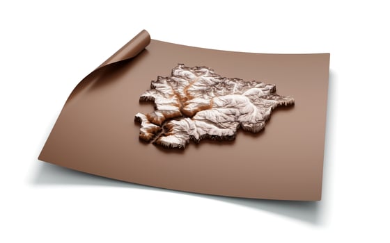 3d Map of Andorra Country, Old style Andorra map geography, on white background 3d illustration photo