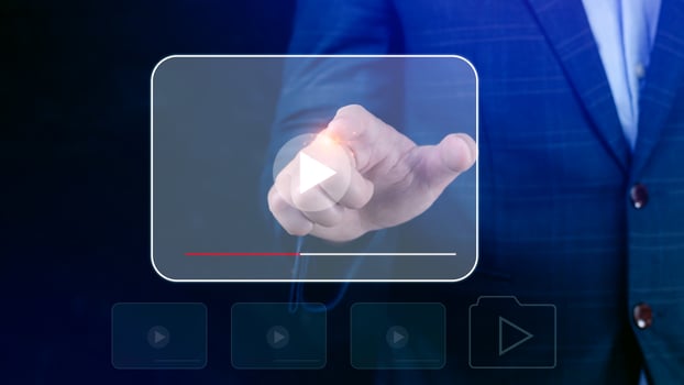 Businessman hands using for streaming online, watching video on internet, live concert, show or tutorial, content online. photo