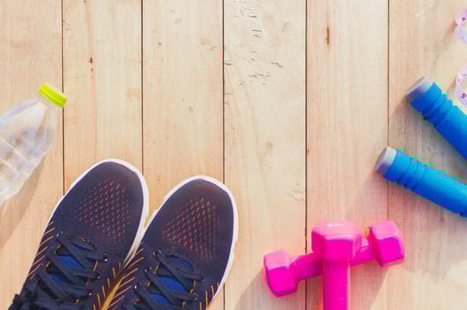 Fitness equipment on the floor. photo