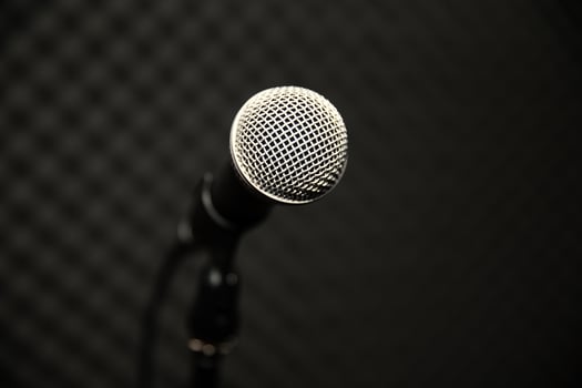 Microphone in music studio  for musician practice or record the music photo