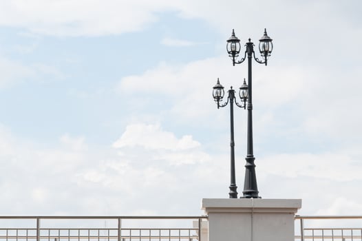 Street lamp retro on blue sky background photo