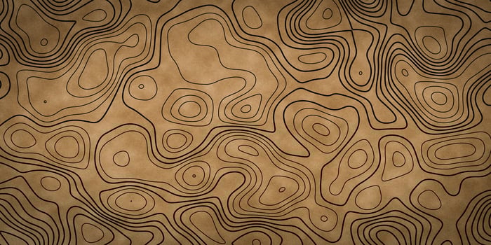 Black and old paper topographic map background. Background of the topographic map with height lines. Seamless pattern. Geographic abstract grid. Gold and black Papercut photo