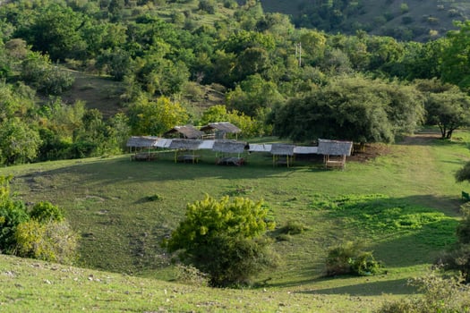small cabin on the mountain photo
