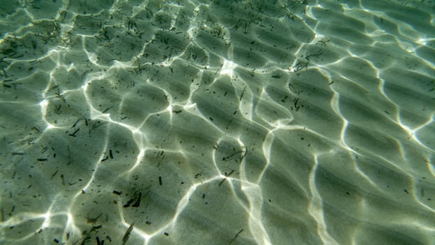 sand bottom underwater swimming in turquoise lagoon photo