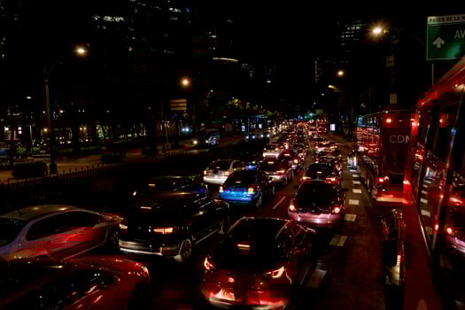 Mexico city traffic jam at night photo
