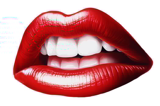 Female lips, mouth, teeth, white background. photo