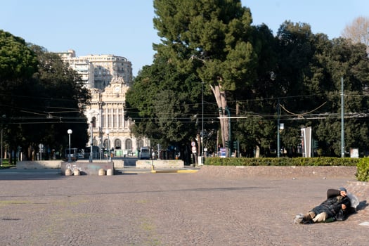 GENOA, ITALY - APRIL 5 2020 - Downtown streets are desert due to coronavirus covid quarentine photo
