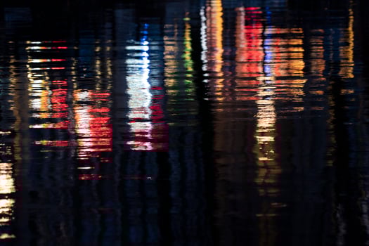 AMSTERDAM, NETHERLAND - old town canals red lights reflection photo