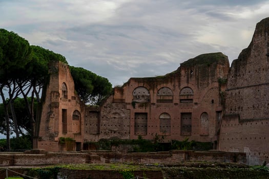 Imperial forums in rome on cloudy day photo