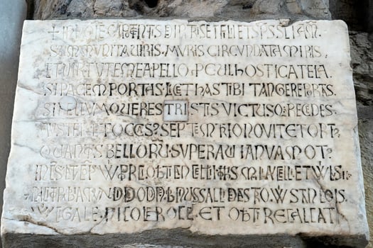 genoa porta soprana medieval gate old marble inscription photo