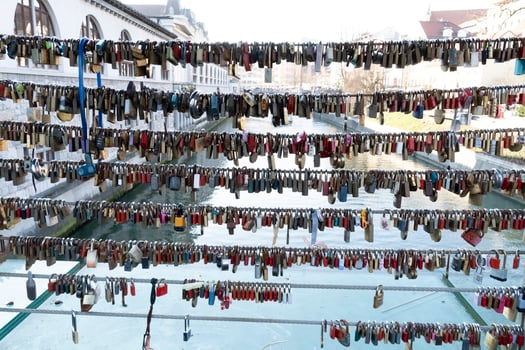 ljubljana love bridge padlocks photo