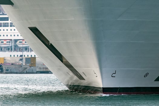 ship prow bow close up detail at sunset photo