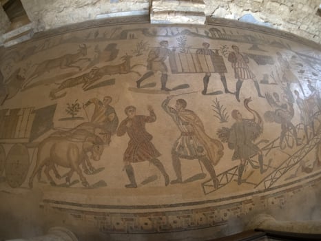 Ancient Roman mosaic of Villa del Casale, Sicily photo