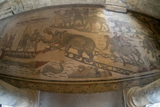 Ancient Roman mosaic of Villa del Casale, Sicily photo