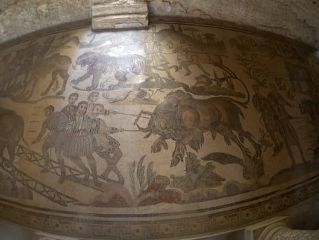 Ancient Roman mosaic of Villa del Casale, Sicily photo