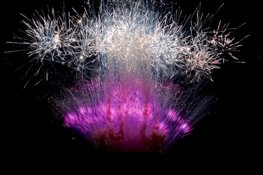 Happy new year and merry xmas fireworks on black background photo