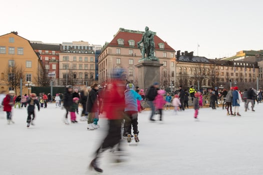 STOCKHOLM, SWEDEN - DECEMBER 29 2013, people while ice skating in stockholm main place photo