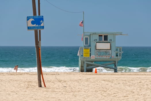 los angeles venice beach tsunami sign photo