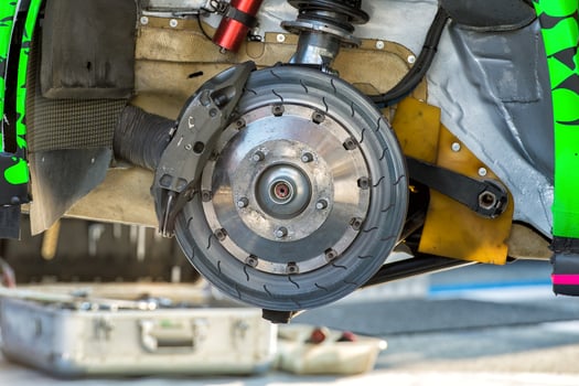 rally car brake system detail photo