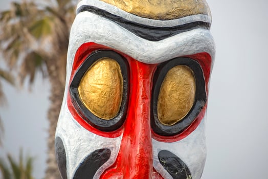 carnival parade wagon detail african tribal mask photo