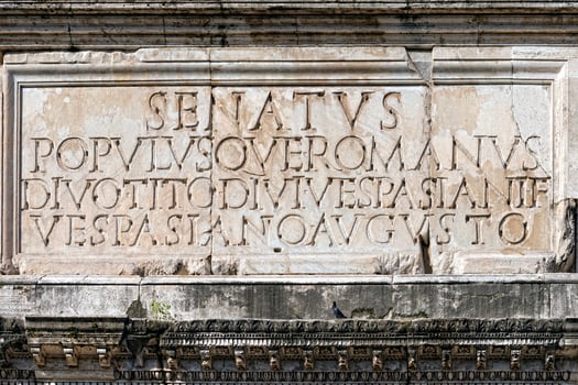 Senatus populusque Roman inscription augustus imperator on triumph arc photo