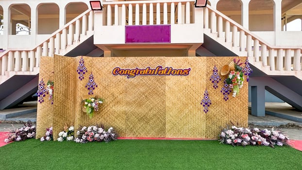 Bamboo sheet billboard cutout with the text congratulation photo