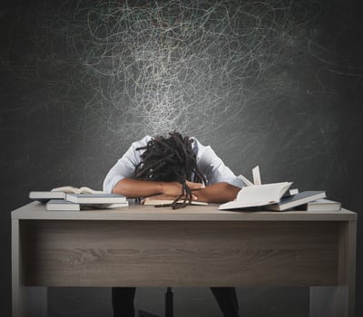 Man dreaming over books photo