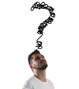 Big question on head photo
