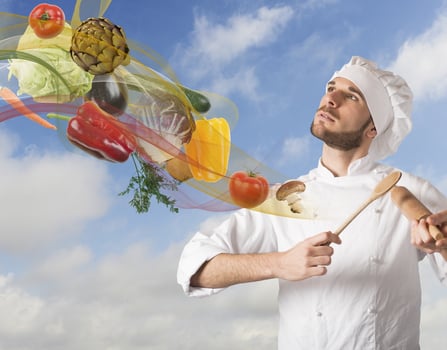 Chef with vegetables photo