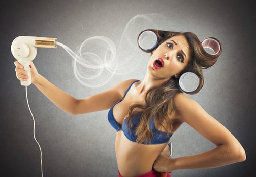 Woman with pin-up hairstyle photo