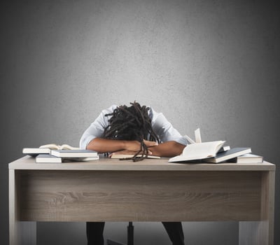 Man tired of studying photo