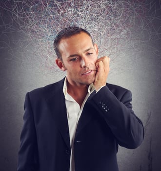Confused handsome businessman photo