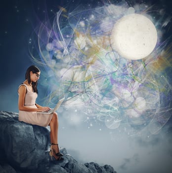 Woman and the moonlight photo