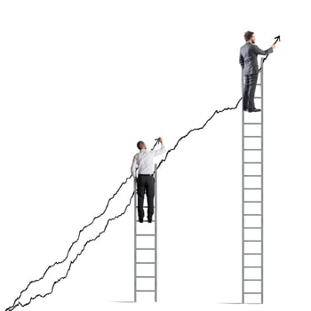 Business people raise the statistics photo