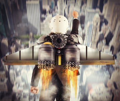 Determined man flies high photo