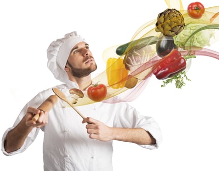 Chef with vegetables photo
