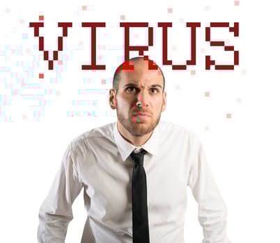 Virus alert with businessman photo